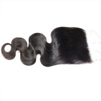 Virgin human hair body wave 3 bundles with 5x5 HD lace closure, free shipping