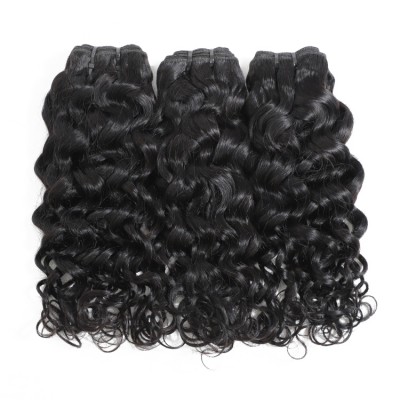 8A water wave hair flat weft natural black virgin filipino hair 3 bundles with closures free sample hair bundles