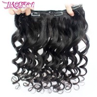 Aliexpress Indian human hair extensions clip in coconut oil hair natural color loose wave hair