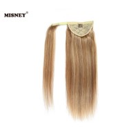 Factory Wholesale Grade 10A Human Hair Extensions 14-24 Inch Straight Pony Wrapped Ponytail