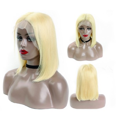 Wholesale 613 blonde bob wig factory price peruvian human hair lace front hair wig 613 human wig