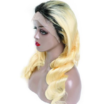 Brazilian hair straight Body wave blonde wig, 1b 613 full lace wig human hair