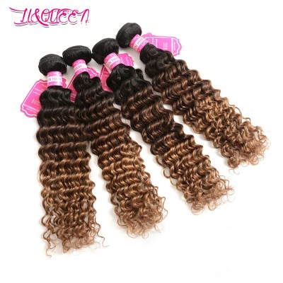 Deep Wave Ombre Human Hair Bundles with Closure, Wholesale Ombre Hair Extension bundles