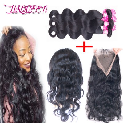 360 closure with bundles human hair with closure from aliexpress li&queen hair frontal closure