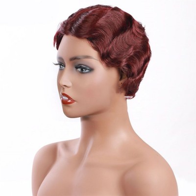 whosale vindors  ,  finger wave 100% human wigs pixie short wigs for black women