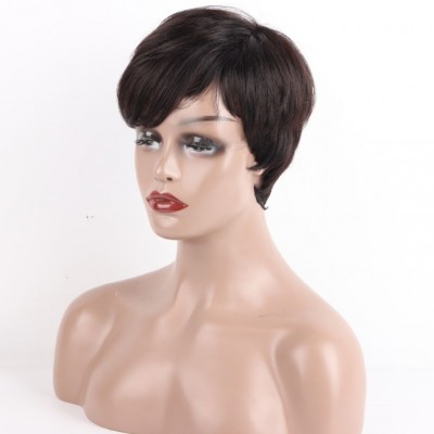 finger wave short Brazilian   100% human wigs pixie short wigs for black women