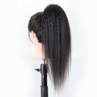 100% Human hair ponytails kinky straight remy hair, 100g ponytail yaki clip in extension